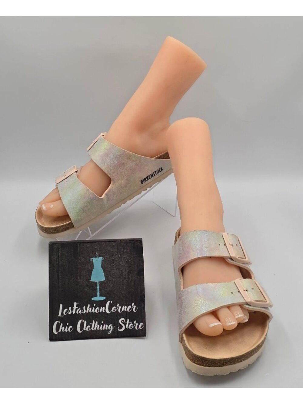 Birkenstock  Women's Iridescent Pink Arizona Adjustable Straps Sandals Sz 9 3840